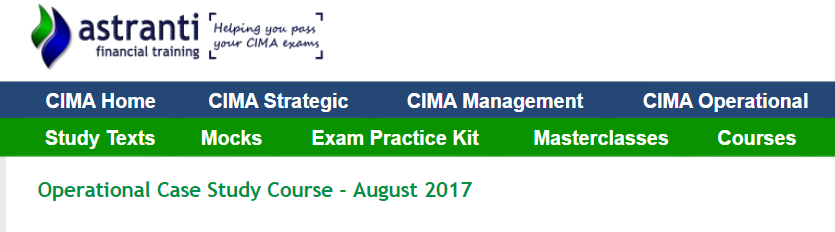 CIMA August 2017 case study tips